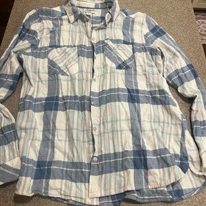 Croft & Barrow Blue and Cream Plaid Women's Shirt